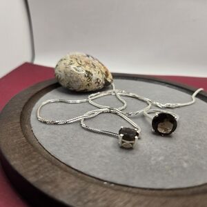 Elegant Silver and Brown Gemstone Necklace